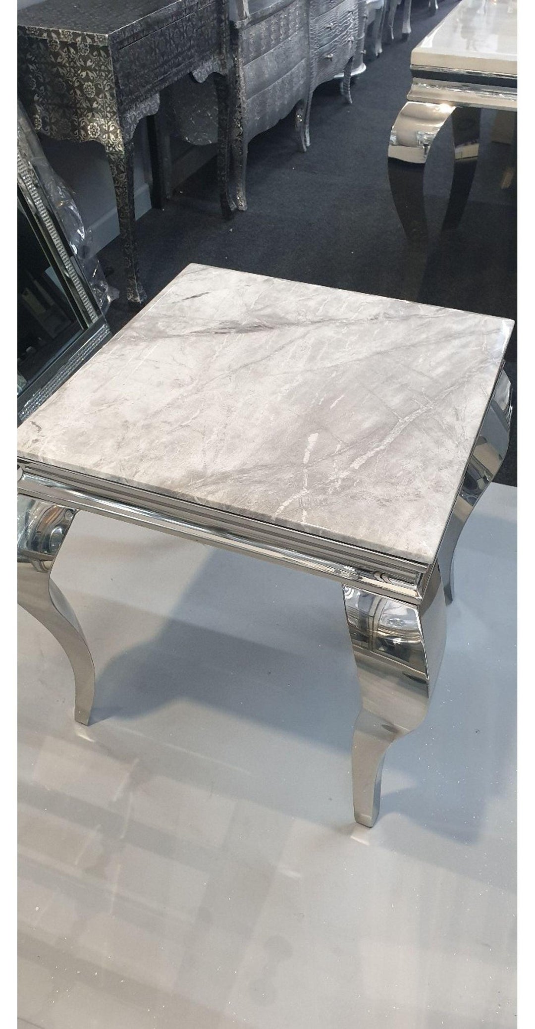 Louis Grey Marble Lamp Table-Esme Furnishings