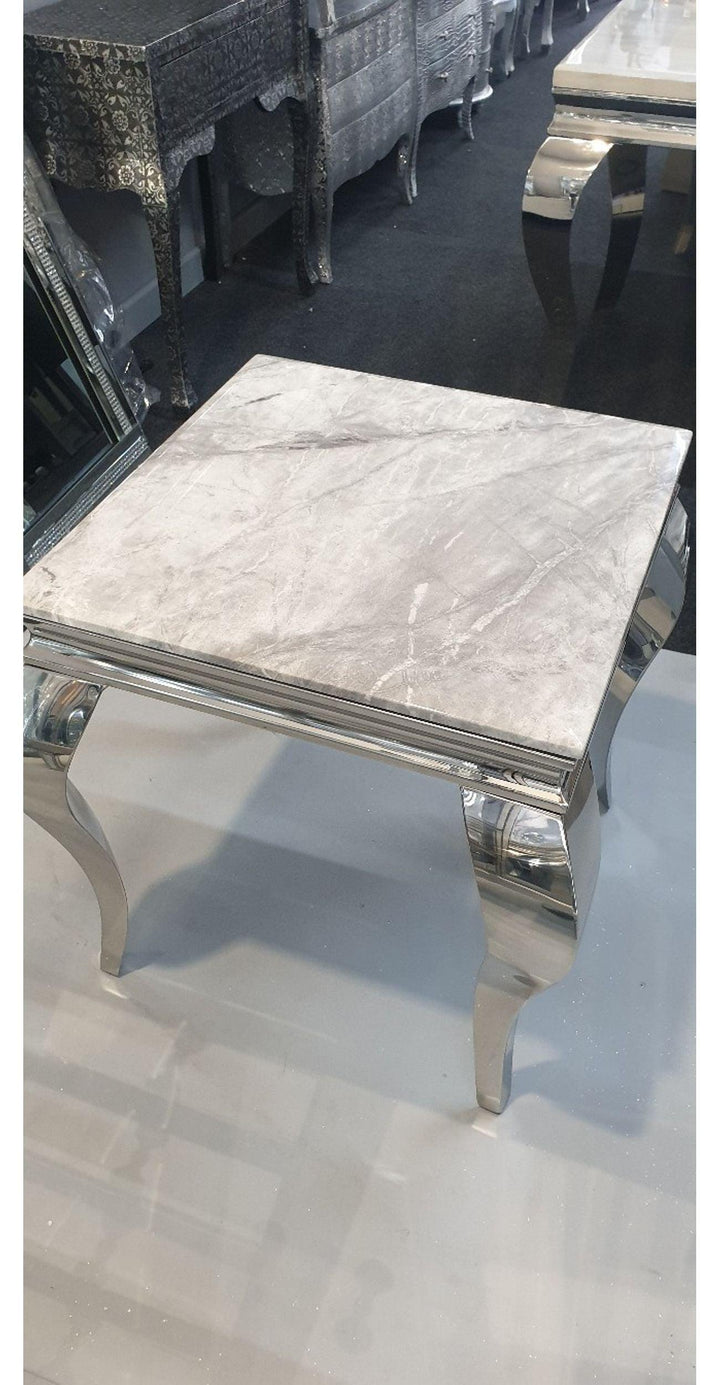 Louis Grey Marble Lamp Table-Esme Furnishings
