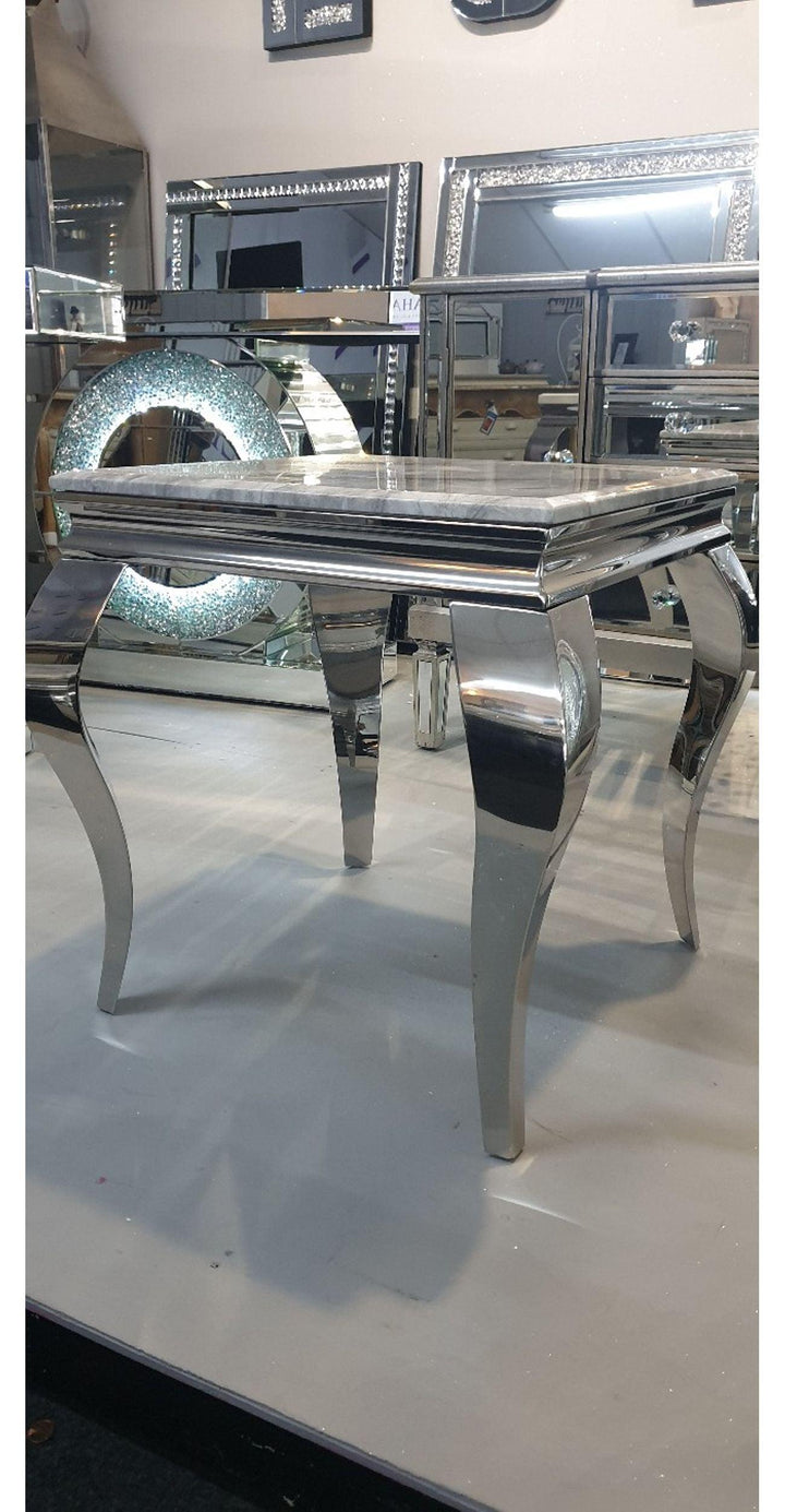 Louis Grey Marble Lamp Table-Esme Furnishings