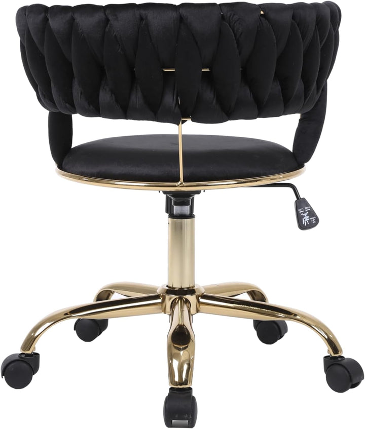 Camilla Luxury Black & Gold Velvet Salon Office Chair Gold Legs