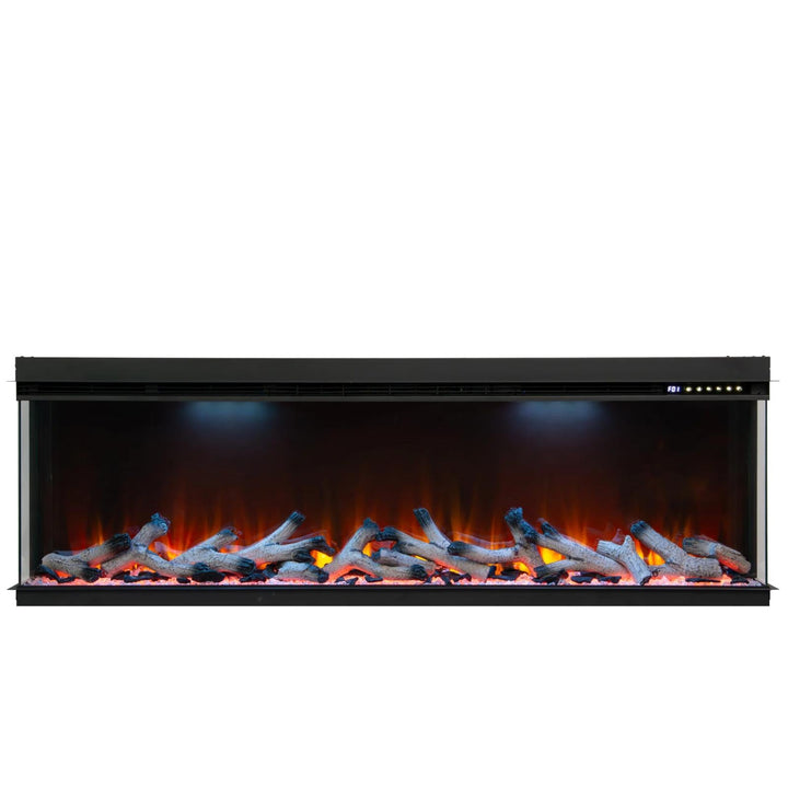 Maison 80 Inch 2025 Panoramic Smart Alexa Media Wall Fire 3 Sided Glass LED WiFi Electric UHD Fireplace