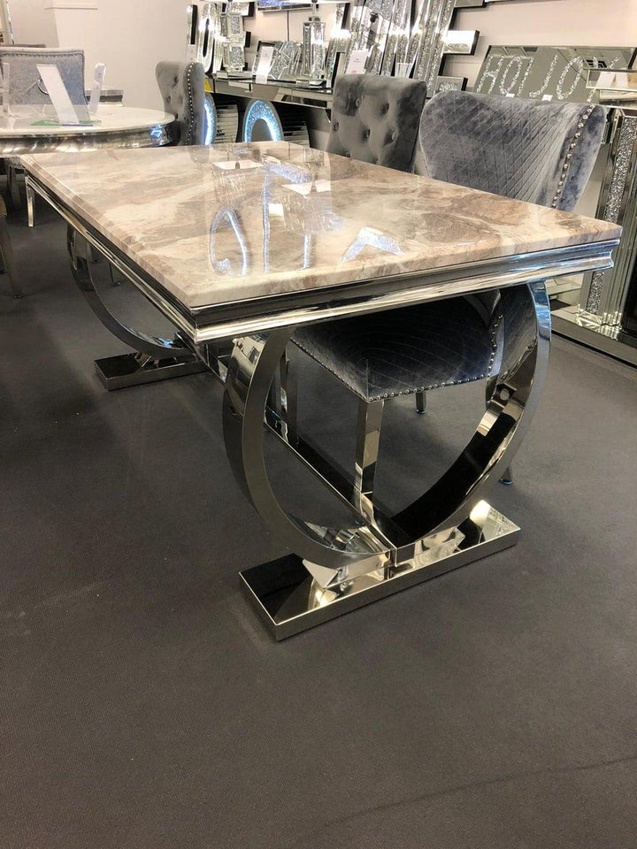Arianna 180CM Marble & Chrome Dining Table - 5 Colours-Esme Furnishings