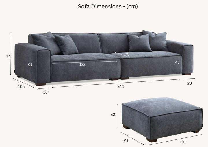 The Dakota Pebble Boucle 4 Seater With Chaise Premium Sofa Pebble Boucle Fabric