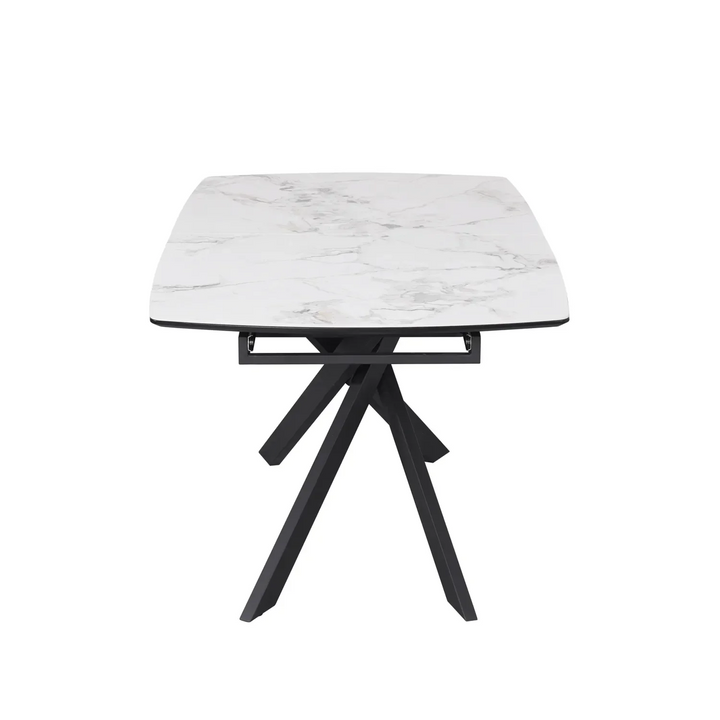 Leona 160-200cm White Ceramic Marble Centre Extending Dining Table