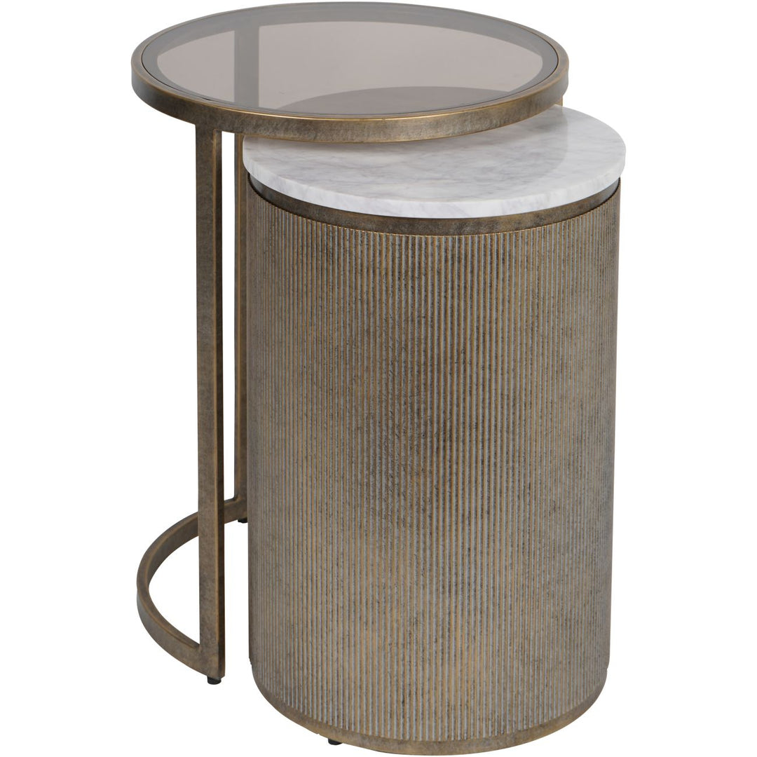 Libra Interiors Belvedere Gold Small Set of 2 Nesting Side Tables