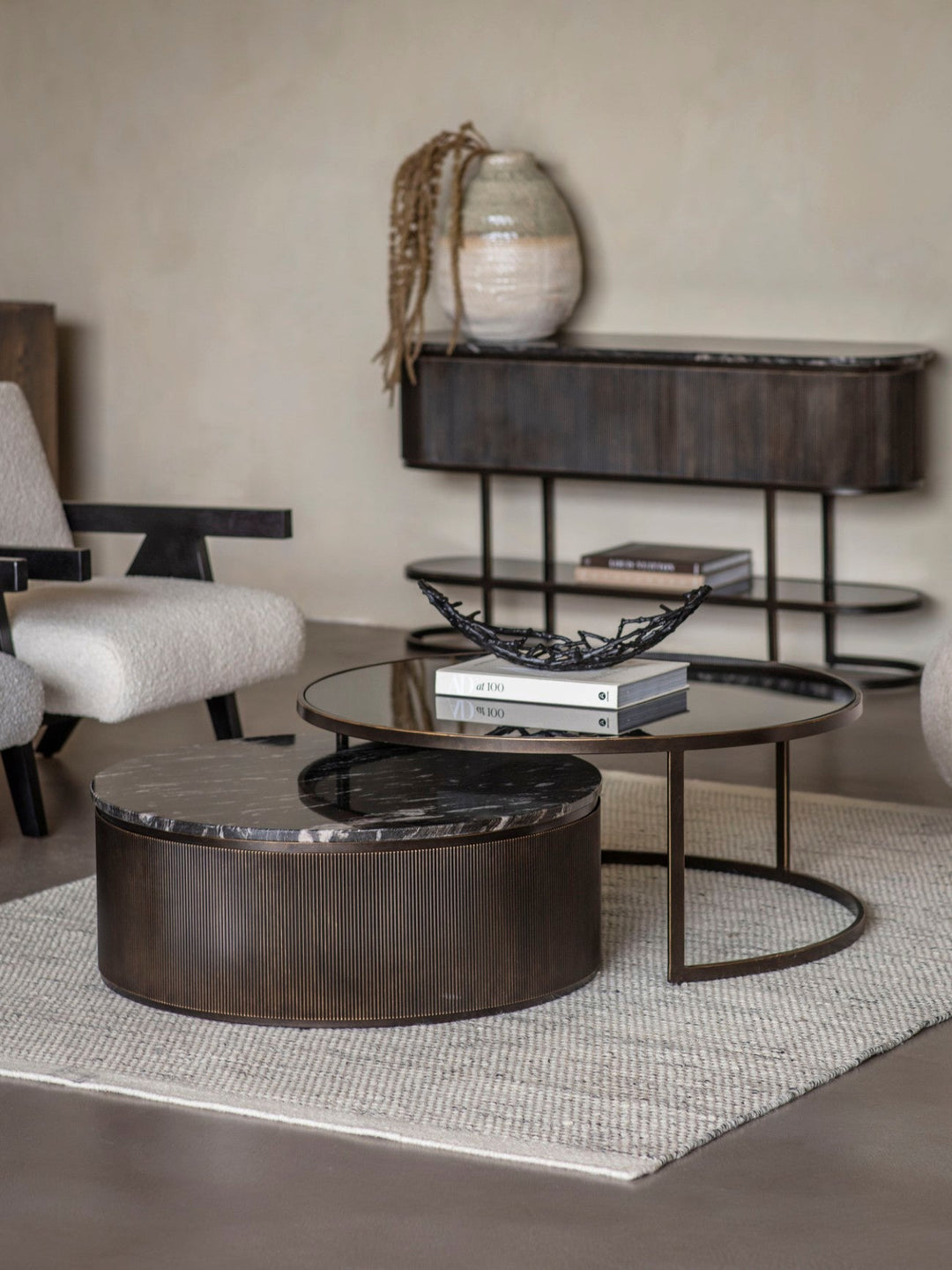 Libra Interiors Belvedere Black Set of 2 Nesting Coffee Tables