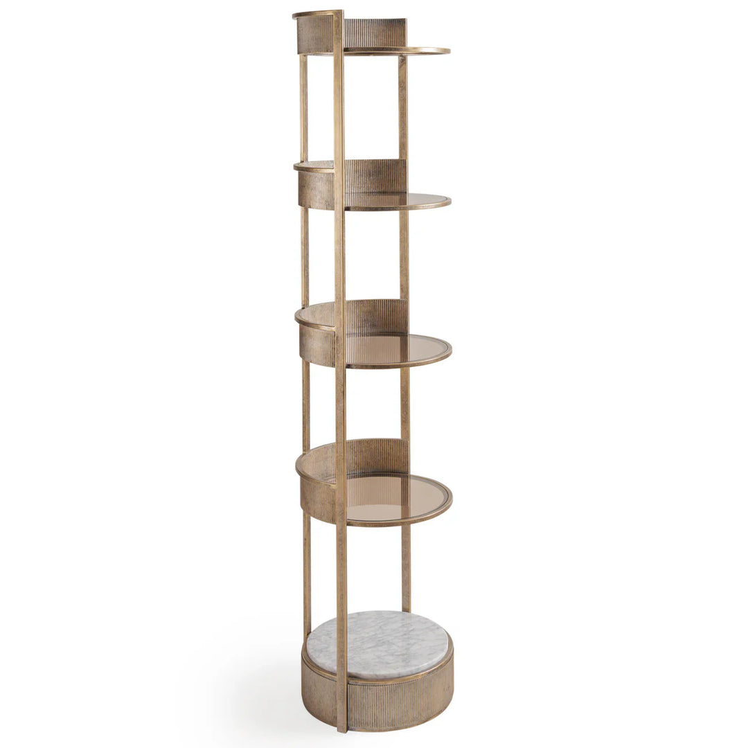 Libra Interiors Belvedere Round Shelving Unit - Aged Gold