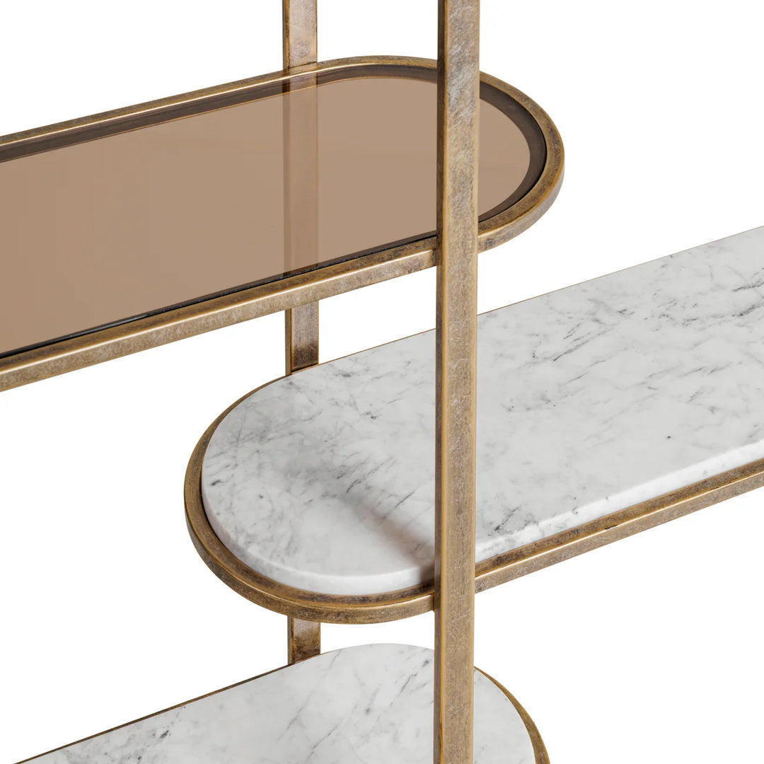 Libra Interiors Belvedere Large Shelving Unit - Aged Gold