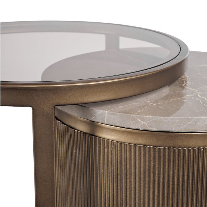 Libra Interiors Belvedere Royal Gold Set of 2 Nesting Side Tables