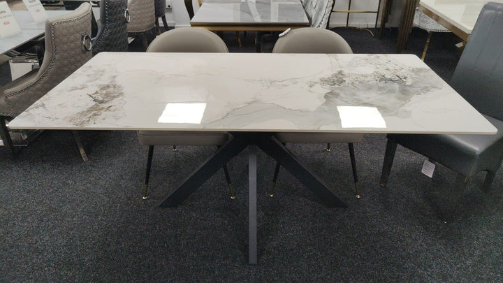 Phoenix 150cm White Ceramic Marble Fixed Dining Table