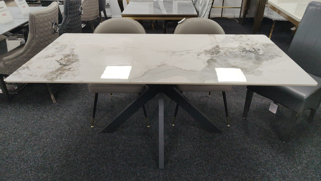 Phoenix 180cm White Ceramic Marble Fixed Dining Table