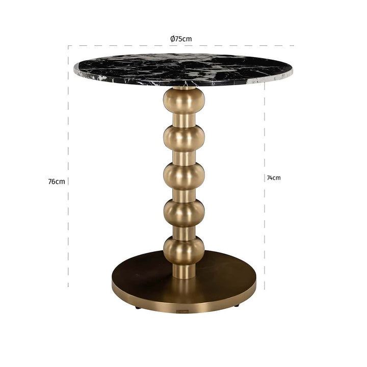 Richmond Interiors Witlox Black Marble & Gold Round Bistro Table
