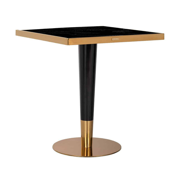 Richmond Interiors Roca Black Marble & Gold Square Dining Table | 70 Cm