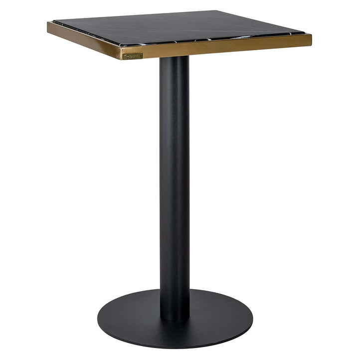 Richmond Interiors Zenza Black Carrara Marble & Gold Square Bar Table | 50.0 cm