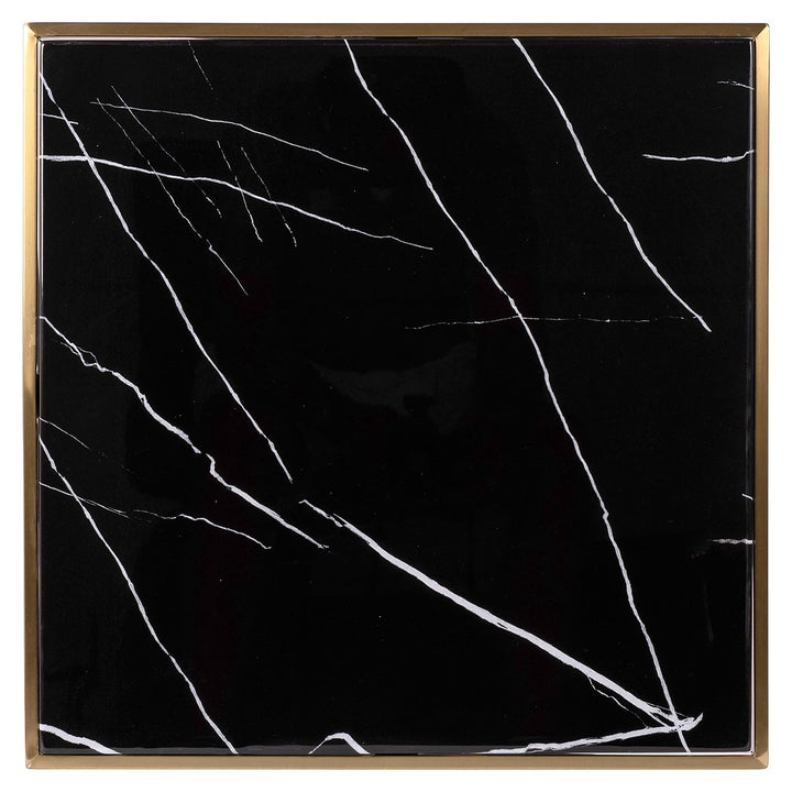Richmond Interiors Zenza Black Carrara Marble & Gold Square Bar Table | 50.0 cm