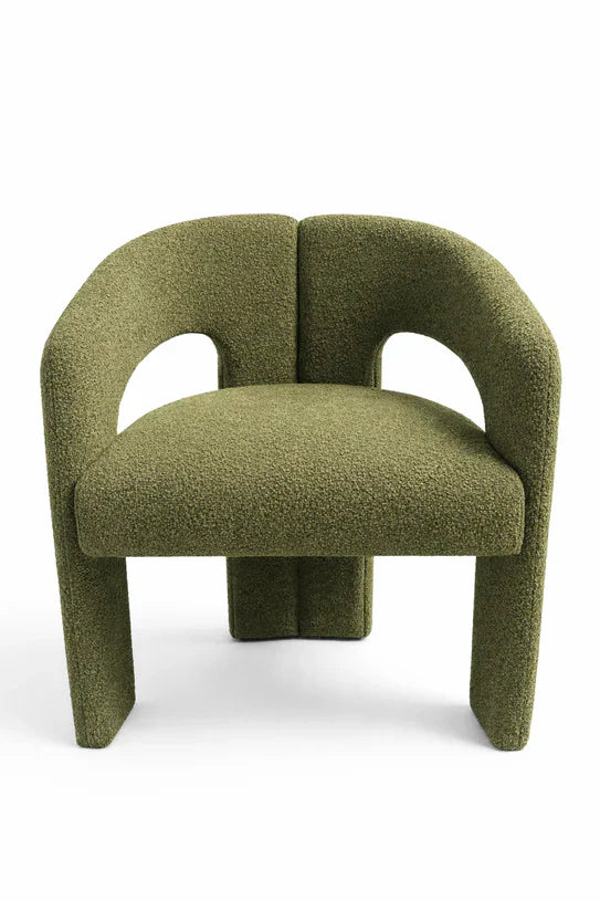 Oscar Dark Green Fabric Boucle Dining Chair