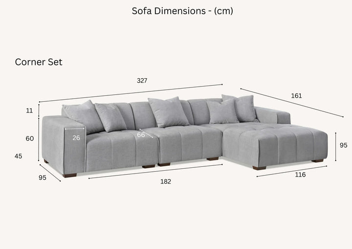 The Leonard Cloudy Grey Boucle Right Hand Corner Premium Sofa Cloudy Grey Boucle Fabric