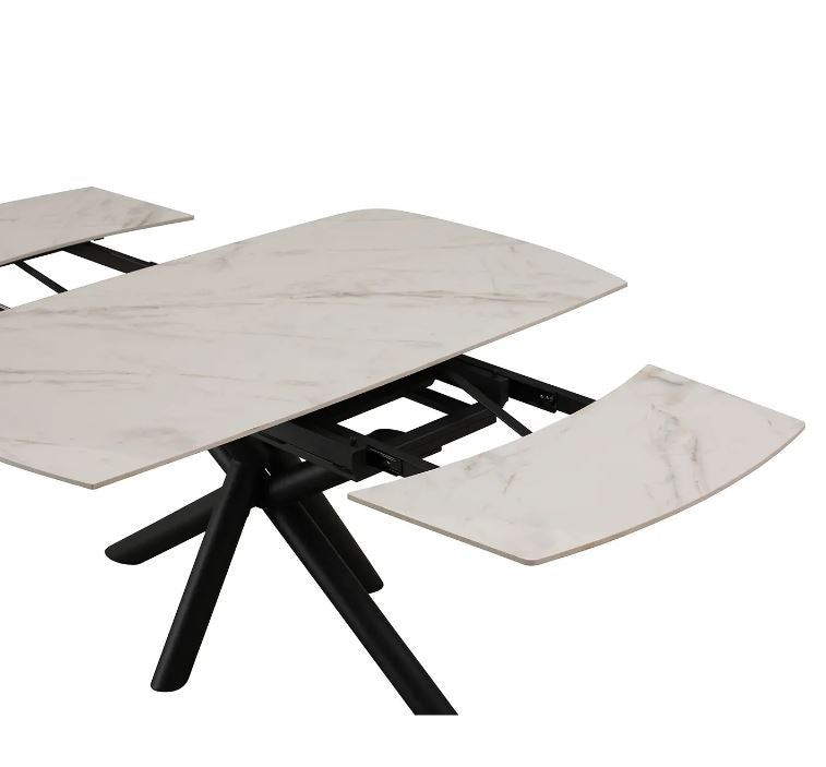 Nova 160-240cm White/Gold Swivel Ceramic Marble Extending Dining Table