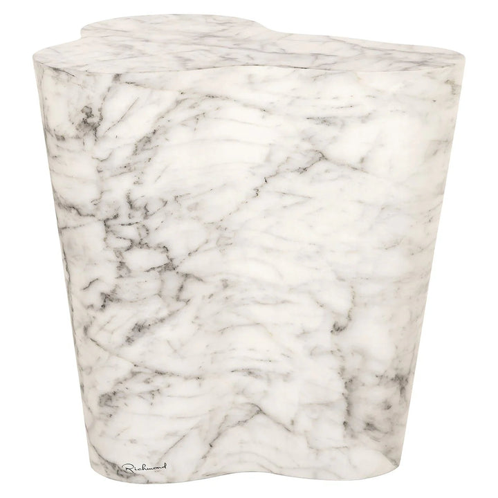 Richmond Interiors Rockyard Faux White Marble Side Table