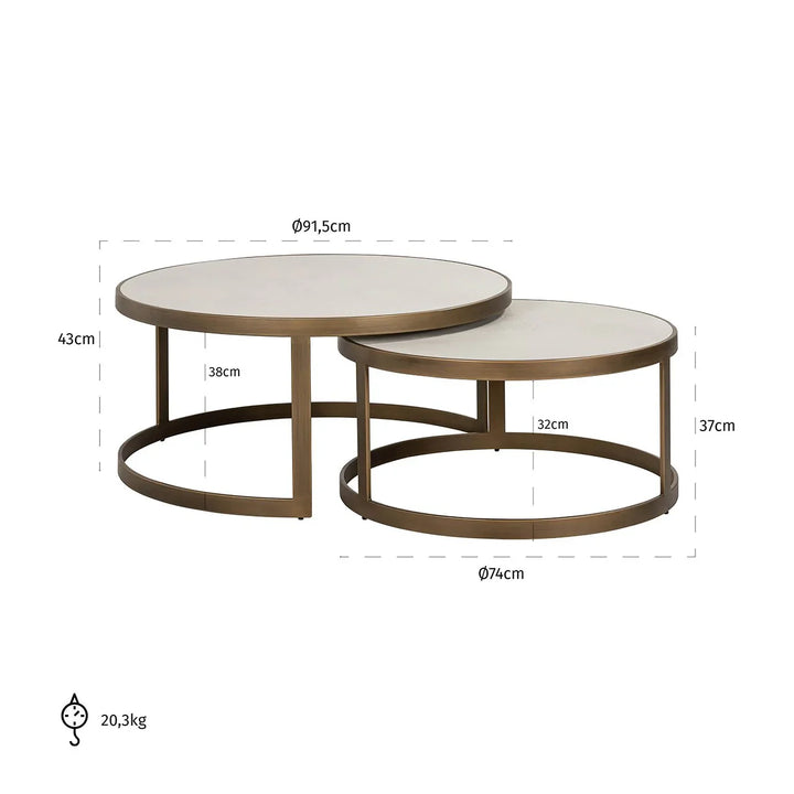 Richmond Interiors Whitebone Nest Of Circular Coffee Tables Set of 2