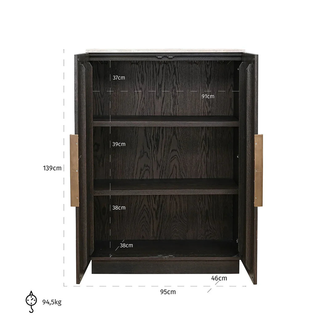 Richmond Interiors Claremont Brown 2 Drawer Display Cabinet
