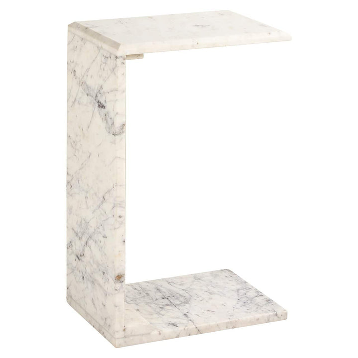 Richmond Interiors Tovek White Marble C Shape Side Table