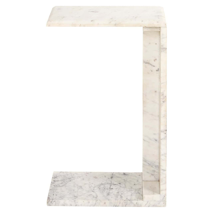 Richmond Interiors Tovek White Marble C Shape Side Table