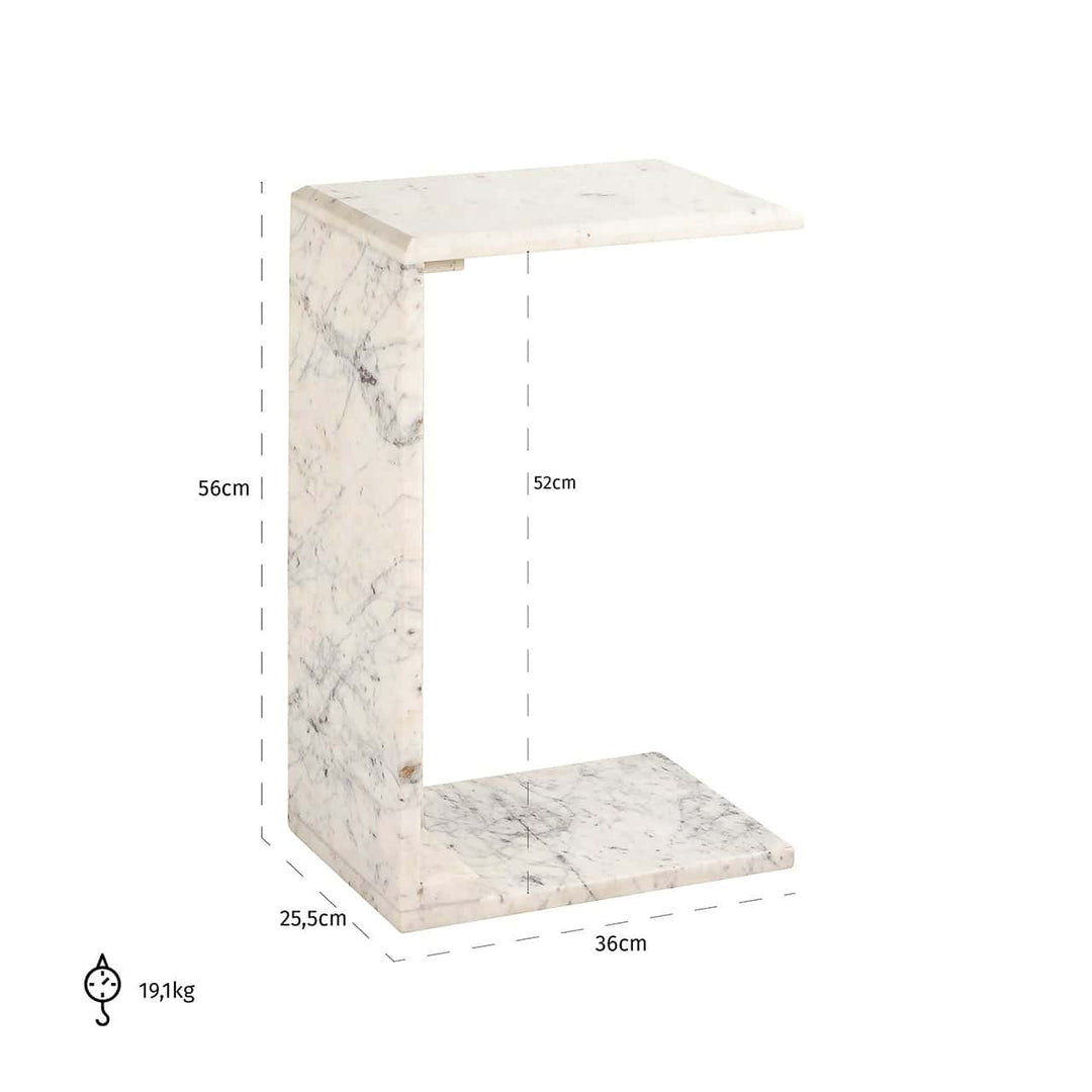 Richmond Interiors Tovek White Marble C Shape Side Table