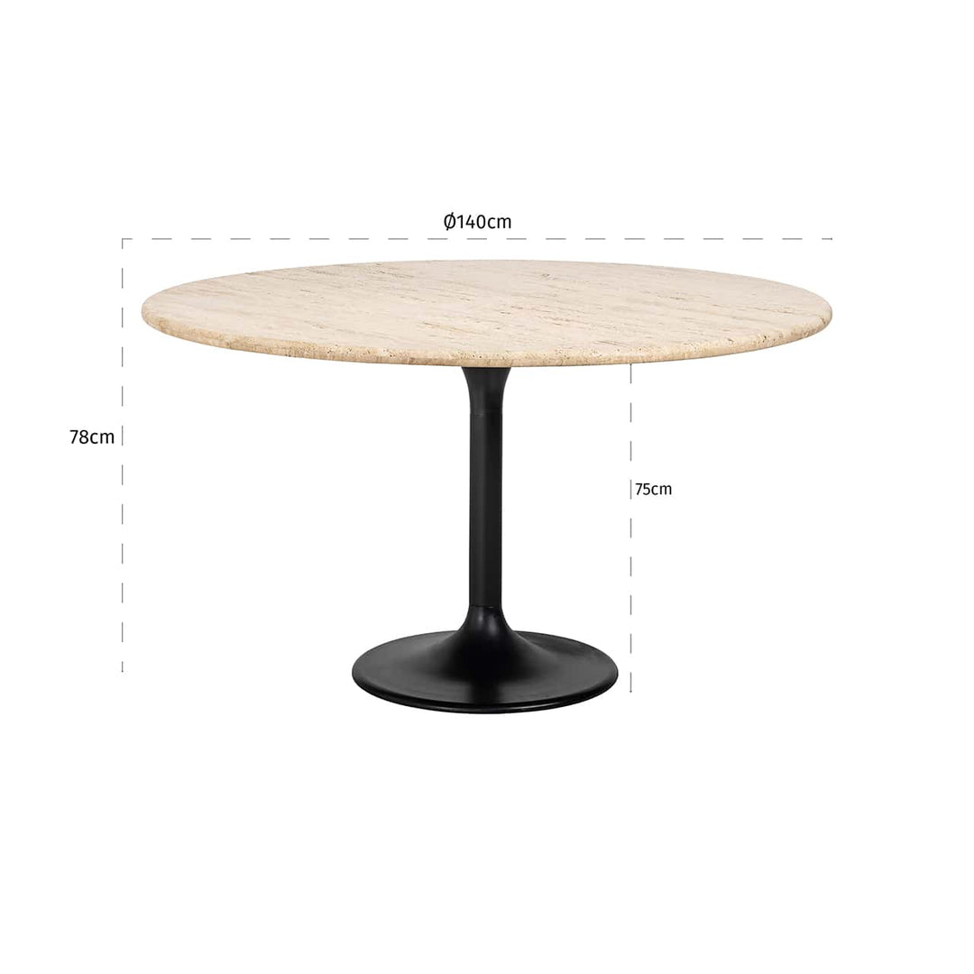 Richmond Interiors Hampton Beige Travertine Round Dining Table