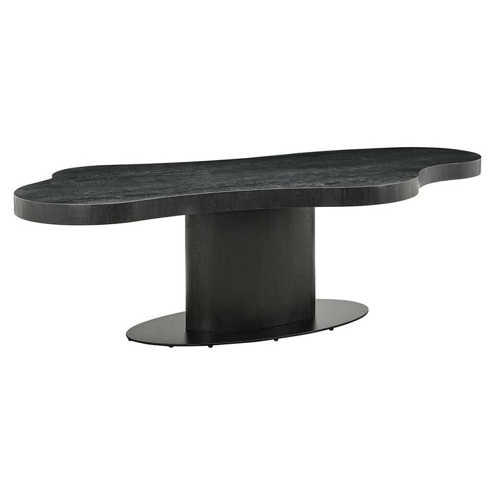 Richmond Interiors Bogor Carved Black Oak Wood Dining Table | 8 Seater