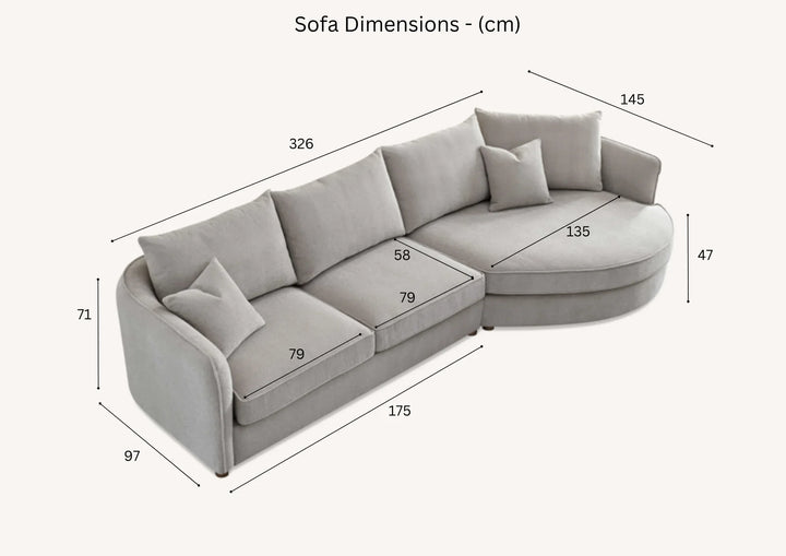 The Pebble Grey Boucle Corner Premium Sofa Fabric