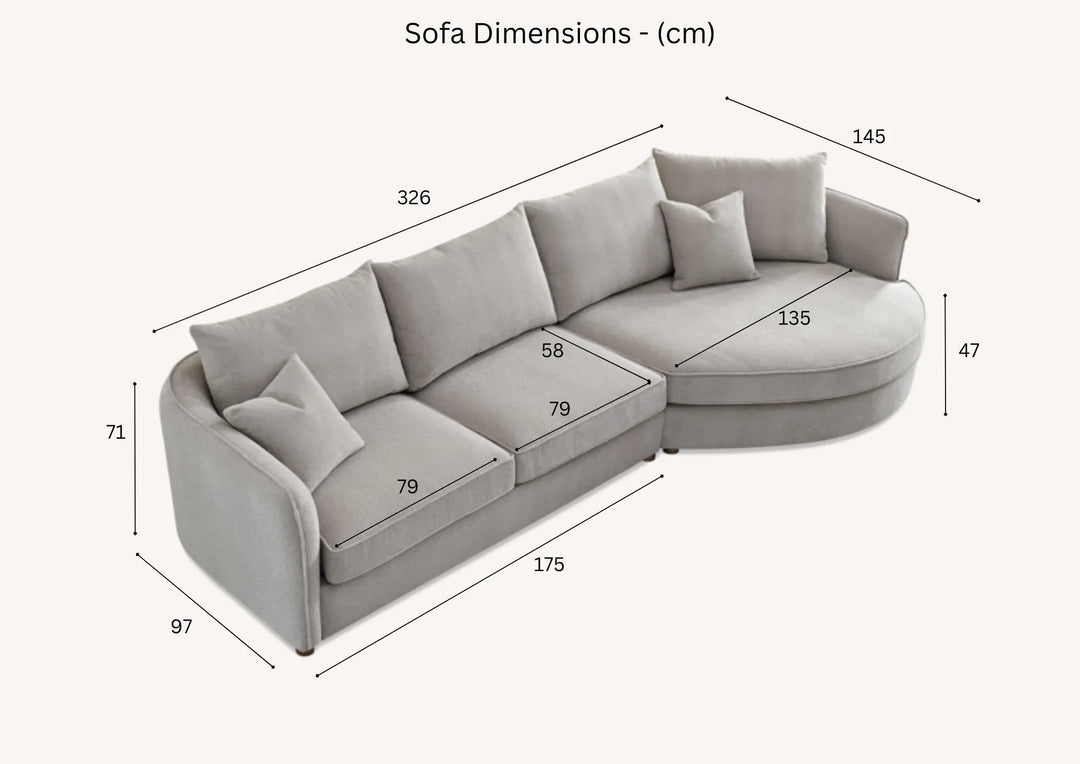 The Pebble Taupe Boucle Corner Premium Sofa Fabric