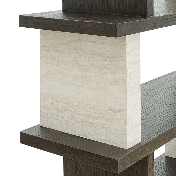 Richmond Interiors Waldorf Brown Oak Wood & Stone Display Unit