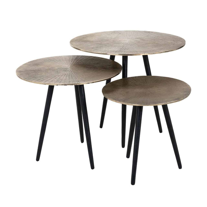 Richmond Interiors Vittorio Starburst Champagne Gold Tripod Coffee Table Nest | Set of 3