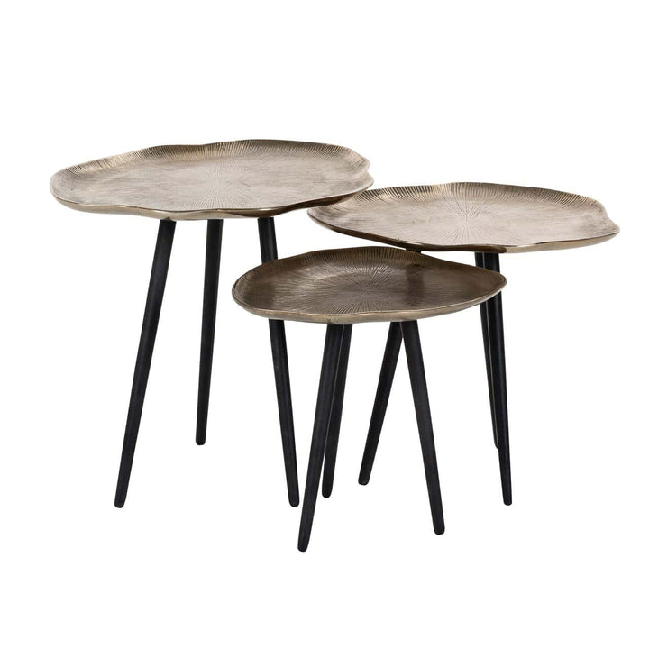 Richmond Interiors Volenta Champagne Gold Starburst Coffee Table Nest | Set of 3