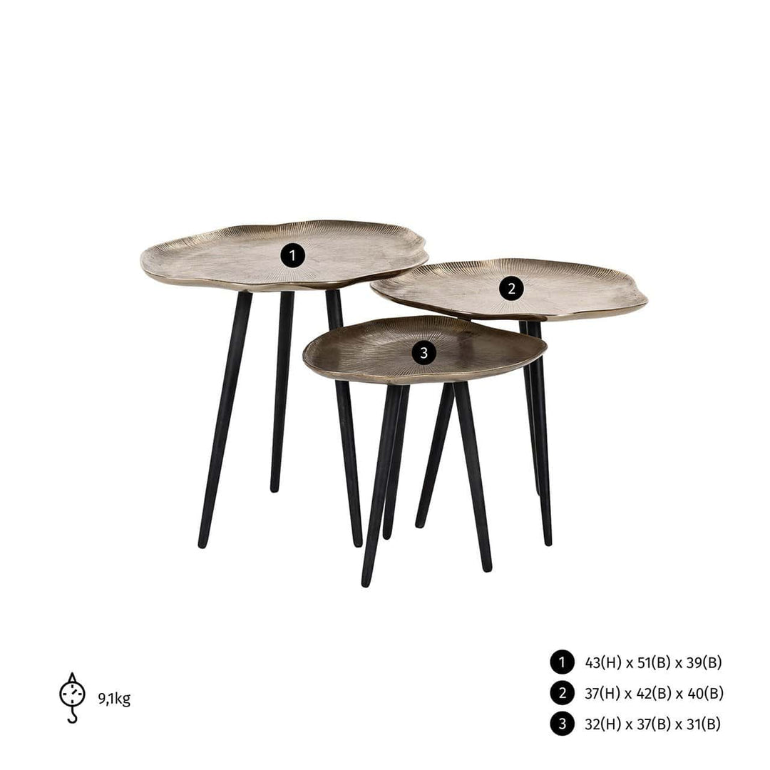 Richmond Interiors Volenta Champagne Gold Starburst Coffee Table Nest | Set of 3