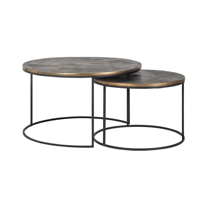Richmond Interiors Tulum Brushed Gold Coffee Tables Nest | Set of 2