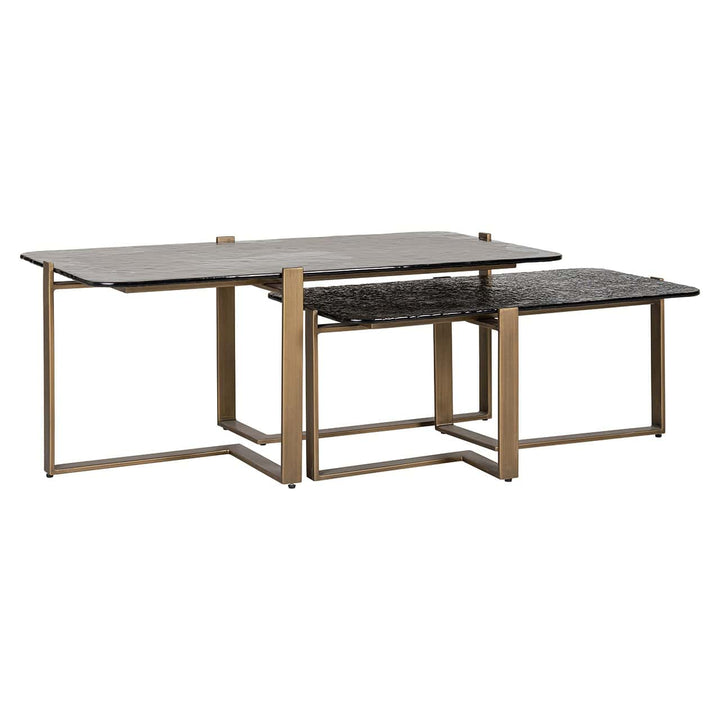 Richmond Interiors Sterling Bronze & Smoked Glass Coffee Table Nest | Set of 2