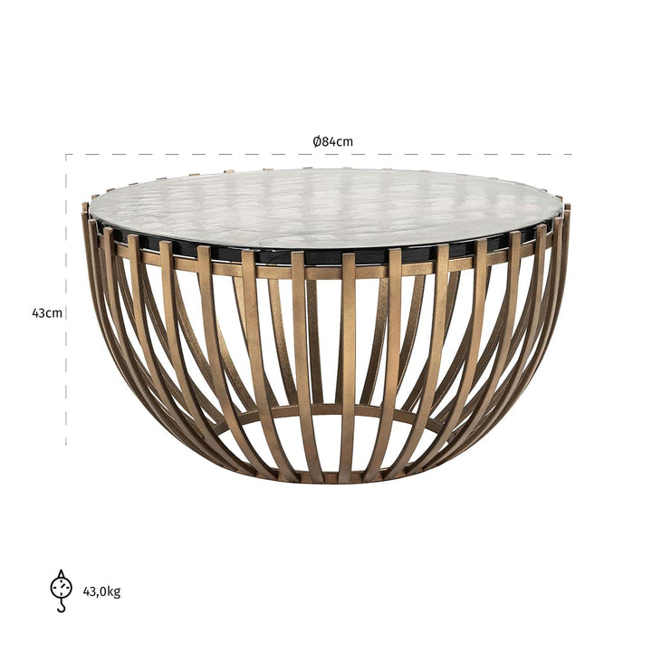 Richmond Interiors Volante Gold & Clear Glass Top Round Coffee Table