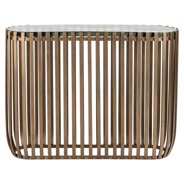 Richmond Interiors Volante Gold & Clear Glass Top Console Table