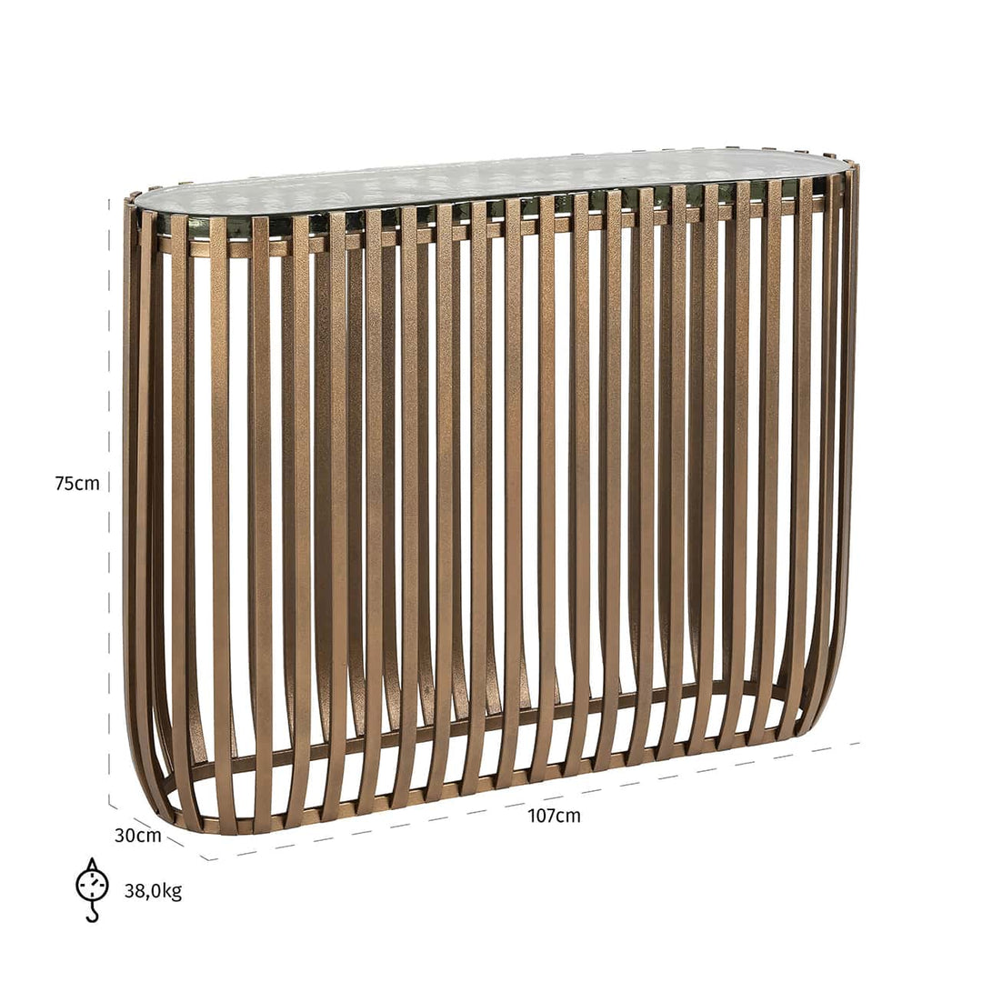 Richmond Interiors Volante Gold & Clear Glass Top Console Table