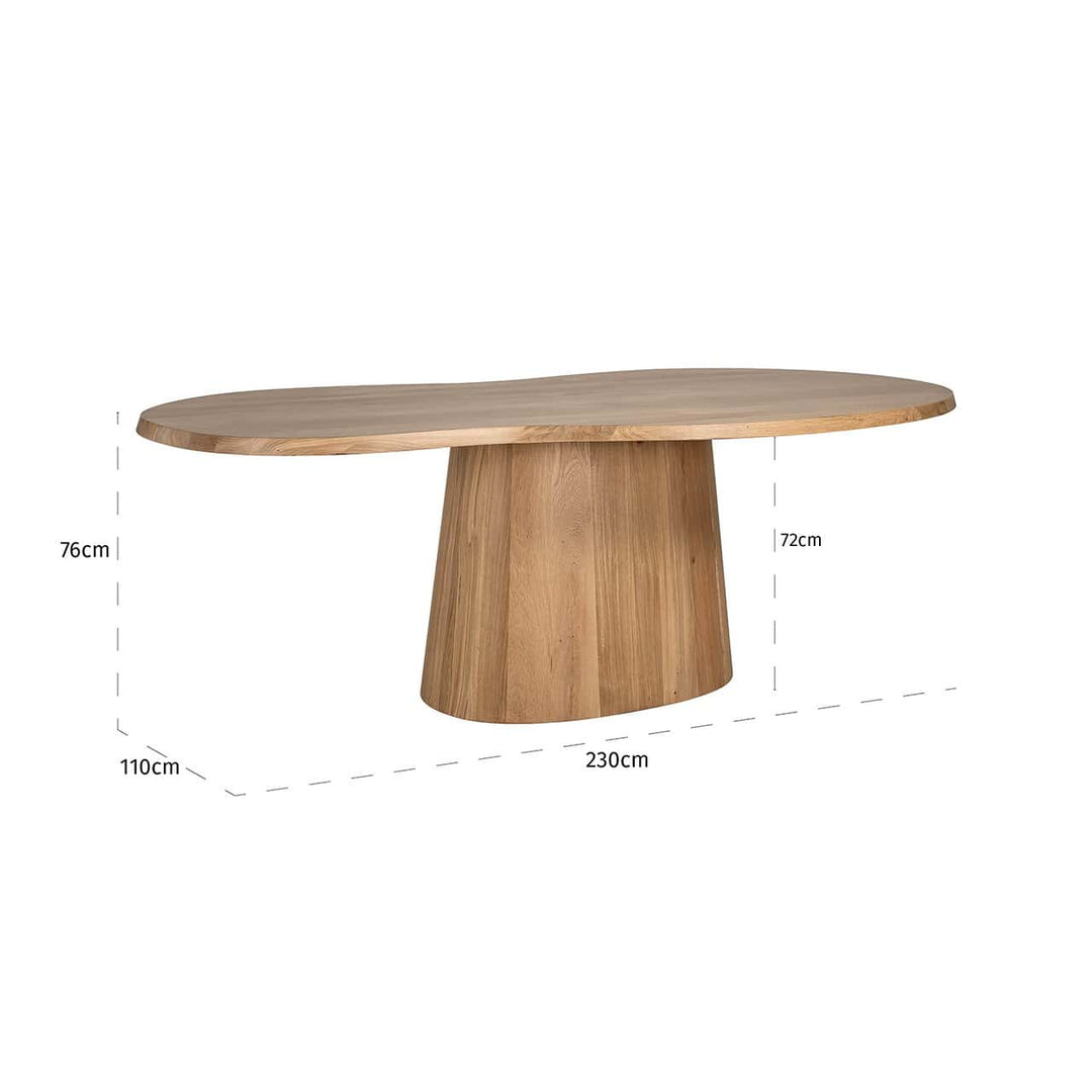 Richmond Interiors Riva Carved Natural Oak Wood Abstract Dining Table| 230 Cm