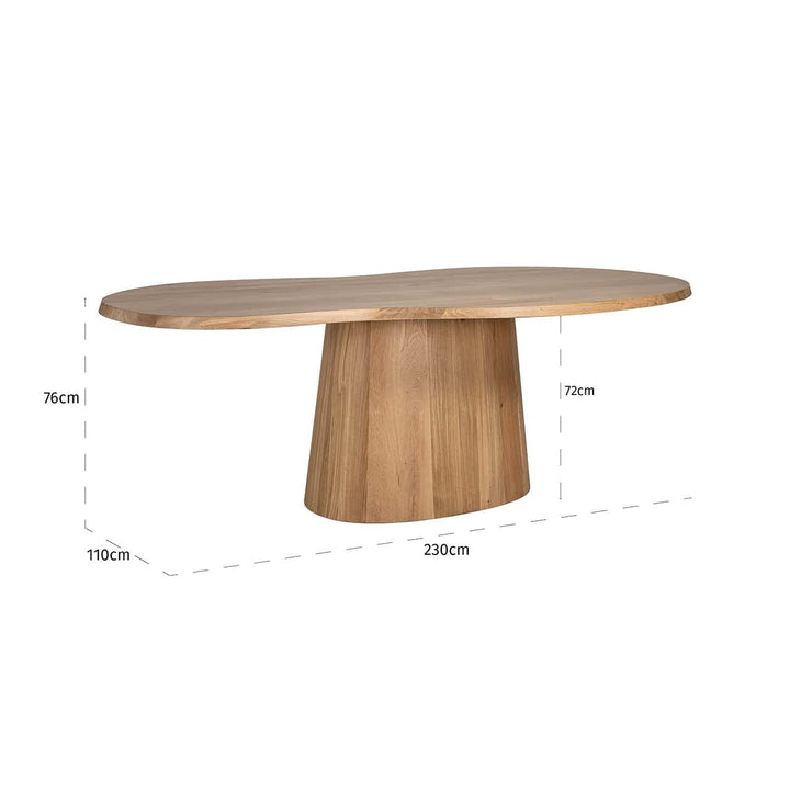 Richmond Interiors Riva Carved Natural Oak Wood Abstract Dining Table| 230 Cm