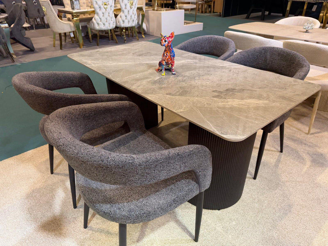Olympia 160cm Grey Ceramic Marble Dining Table