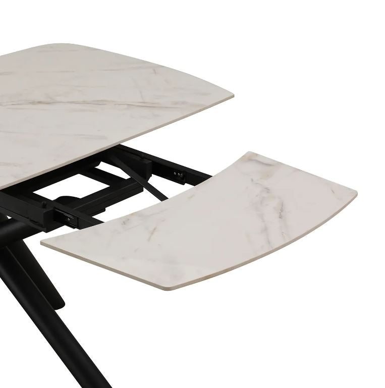 Nova 160-240cm White/Gold Swivel Ceramic Marble Extending Dining Table