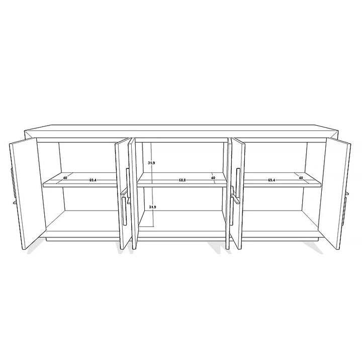 Bristol Dark Oak Sideboard with Gold Handles