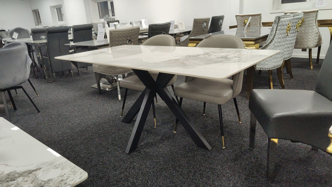 Phoenix 180cm White Ceramic Marble Fixed Dining Table