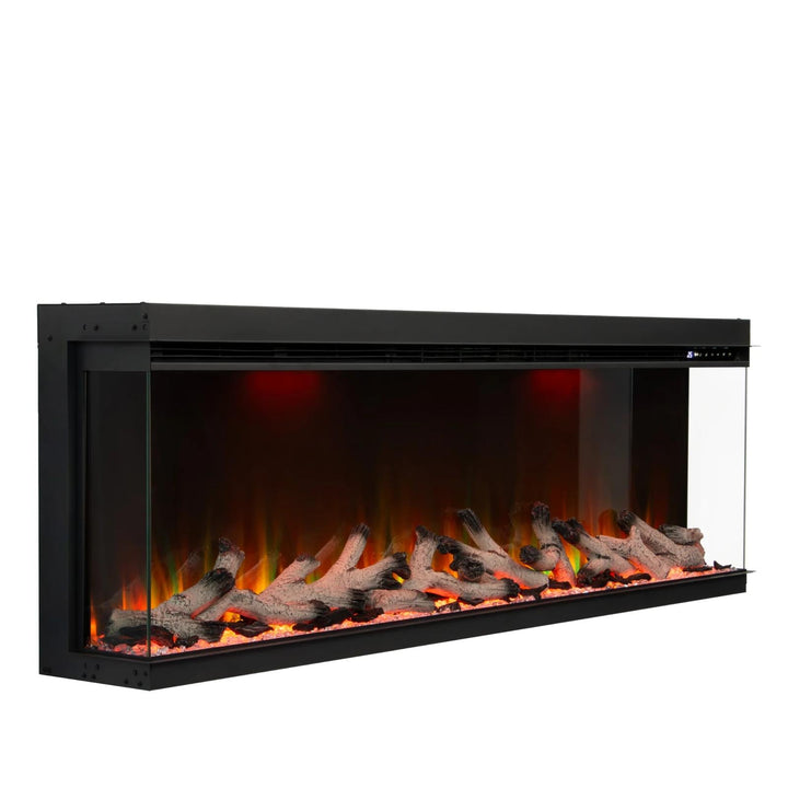 Maison 50 Inch 2025 Panoramic Smart Alexa Media Wall Fire 3 Sided Glass LED WiFi Electric UHD Fireplace