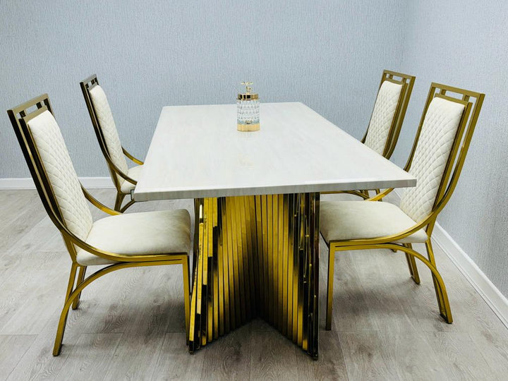 Ravello Cream & Gold Marble 180cm Dining Table Only