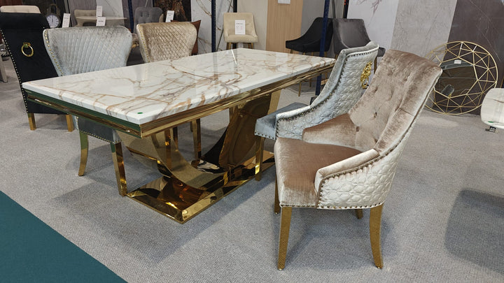 Arial 180CM Marble & Gold Dining Table - 6 Colours